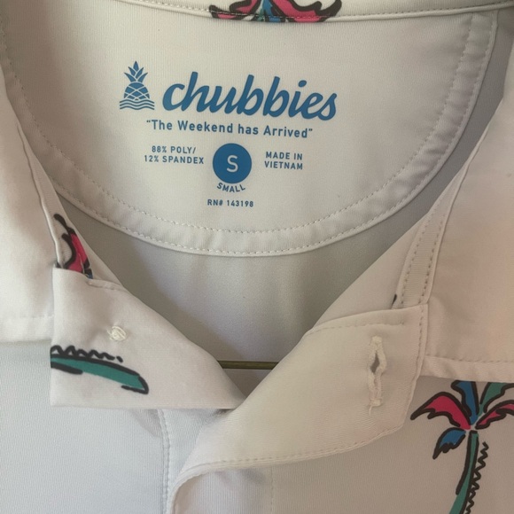 Chubbies White and Red Polo Shirt with Tropical Design - Picture 2 of 2